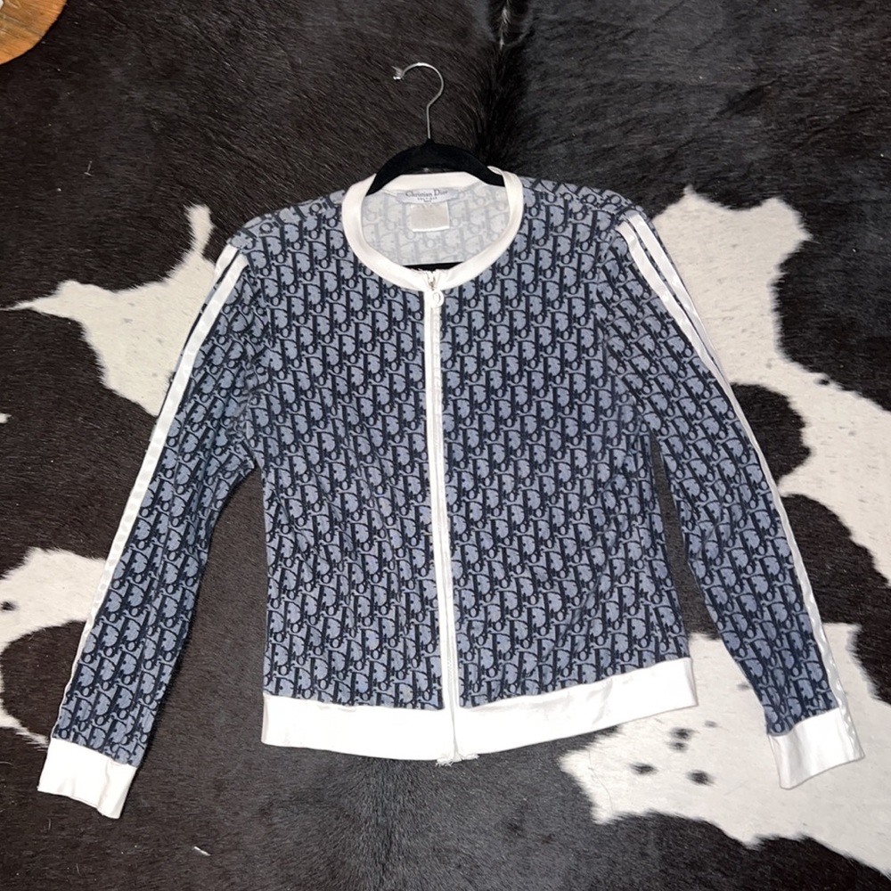 Vintage Y2K Diorissimo Trotter Monogram Zip Up Jacket Top in Navy Blue - Picture 2 of 14